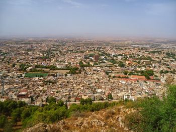 High angle view of townscape against sky