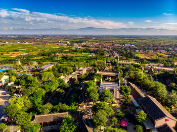 High angle view of townscape against sky