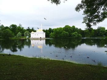 Scenic view of lake against sky