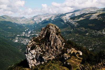 Aerial view of landscape and mountains against sky