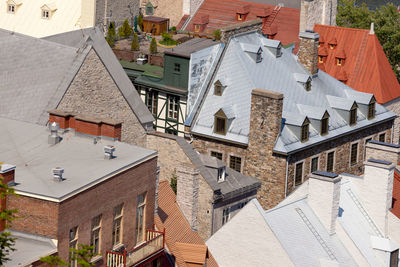 High angle view of buildings in town