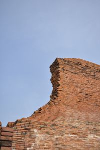 Low angle view of historical building against clear blue sky