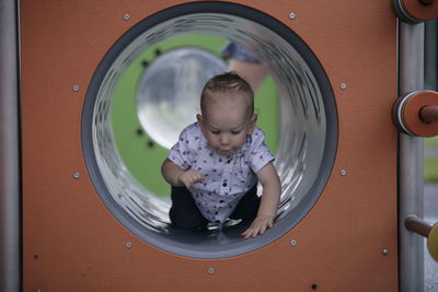 Cute boy in playground