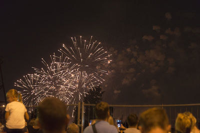 Firework display at night