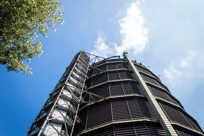 Low angle view of modern building against clear sky. gasometer oberhausen  germany