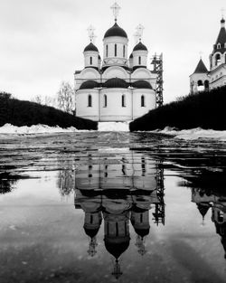 Reflection of building in lake