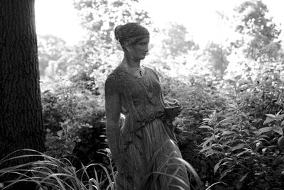 Statue amidst trees on field