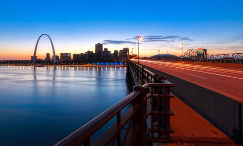 View of bridge at sunset