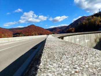 Surface level of road against sky