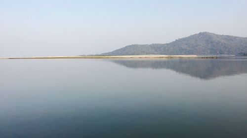 Scenic view of lake against clear sky