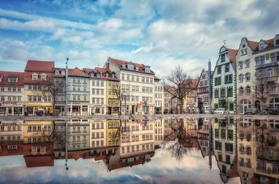 Reflection of buildings in city