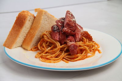 Close-up of food served in plate