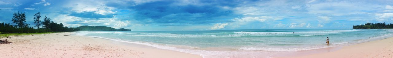 Scenic view of sea against cloudy sky