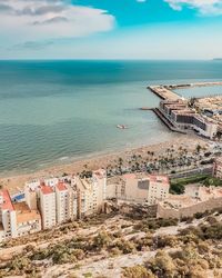 High angle view of buildings on beach