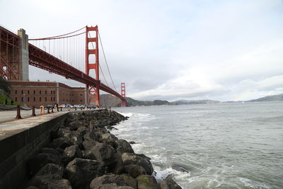 Suspension bridge over sea