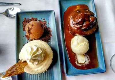 Close-up of ice cream on table