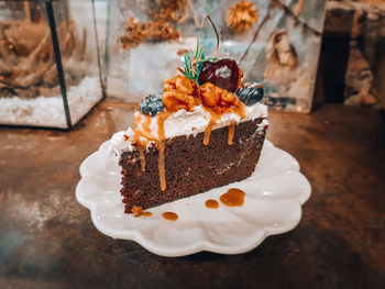 Close-up of cake on table