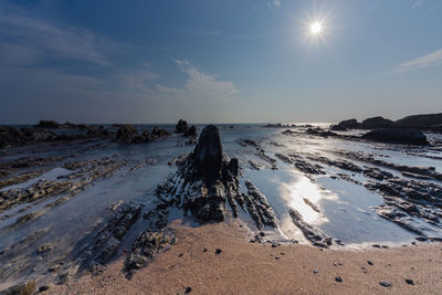 Scenic view of sea against sky during winter