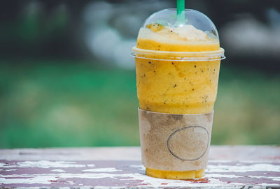 Close-up of drink on table