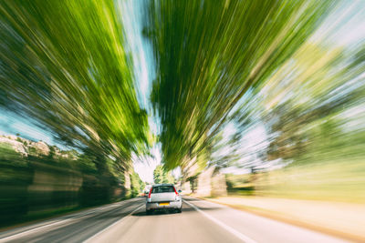 Blurred motion of car