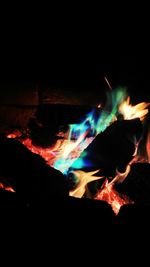 Bonfire in illuminated at night