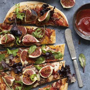 High angle view of pizza on table