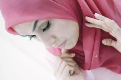 Tilt image of woman wearing hijab