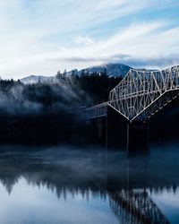 Scenic view of lake against sky during winter