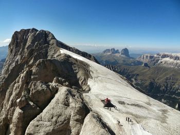 Low angle view of rocky mountains