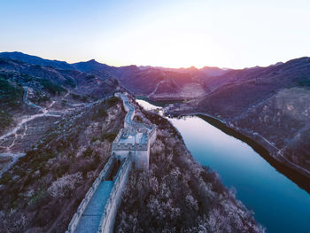 High angle view of mountain range