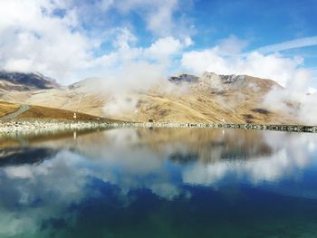 Scenic view of lake against sky