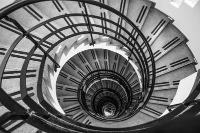 High angle view of spiral staircase