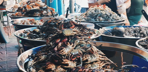 Fish for sale at market stall