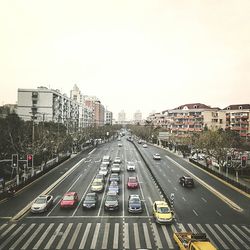 High angle view of traffic on road