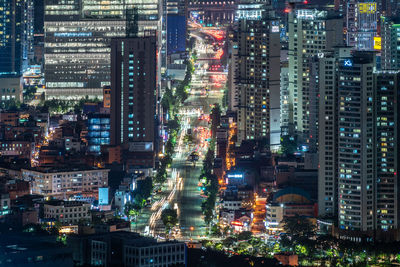 Illuminated cityscape at night