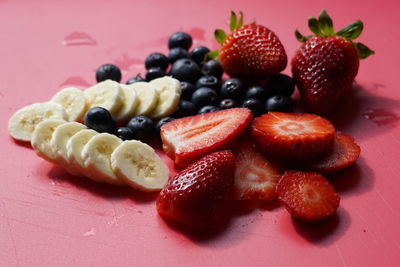 Close-up of strawberries on table