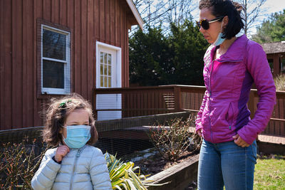 Family at the natural park during the pandemic