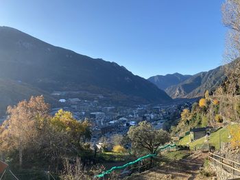 Scenic view of mountains against clear sky