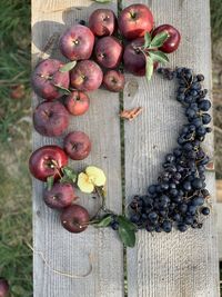 High angle view of fruits on table