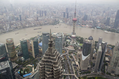 High angle view of city