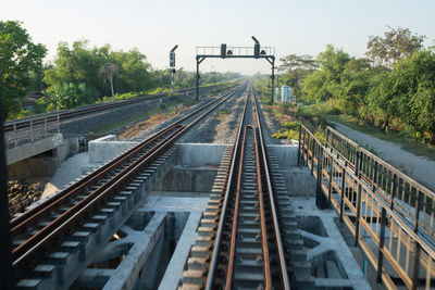 Railroad tracks against sky