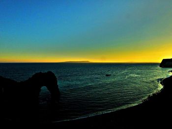 Scenic view of sea at sunset