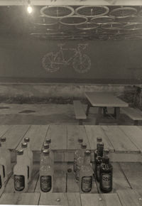 High angle view of airplane on table in city