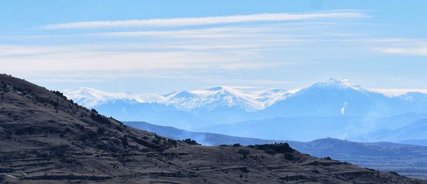 Scenic view of mountains against sky