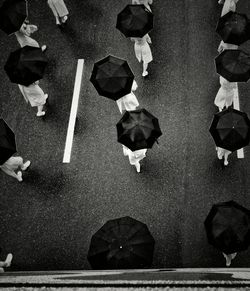 High angle view of wet street during rainy season