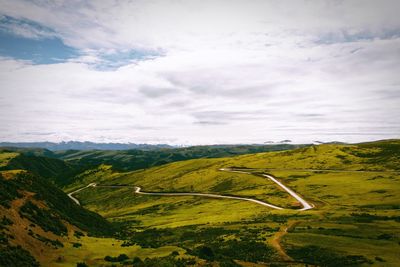 Scenic view of landscape against cloudy sky