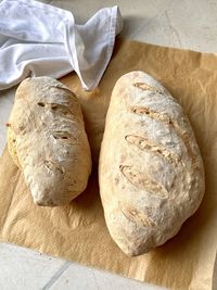 High angle view of bread on table