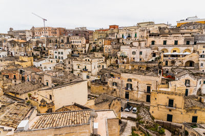 High angle view of buildings in city