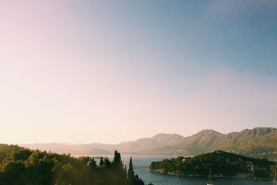 Scenic view of lake against clear sky