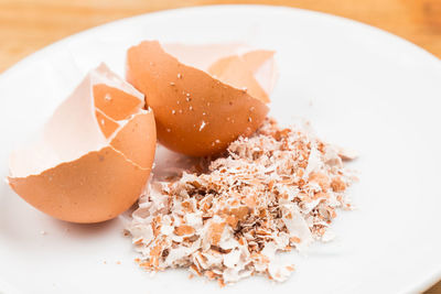 High angle view of breakfast in plate